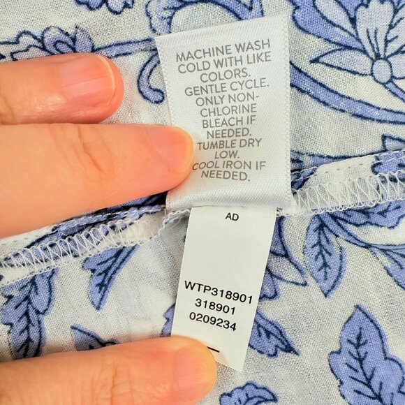 J.Jill Blue Floral Cotton Pintuck Popover 2X - Picture 7 of 9